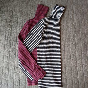 Two J. Crew tissue T striped turtlenecks size xs